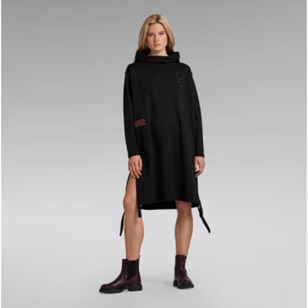 G Star Raw Long Hoodie Sweat Dress Women's S‎ Oversized Graphic Print Grunge